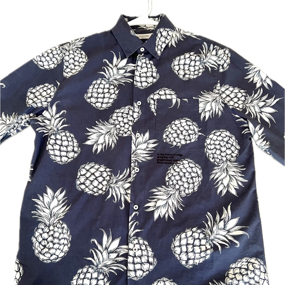 Valentino, Navy And White Pineapple shirt, Made In Italy